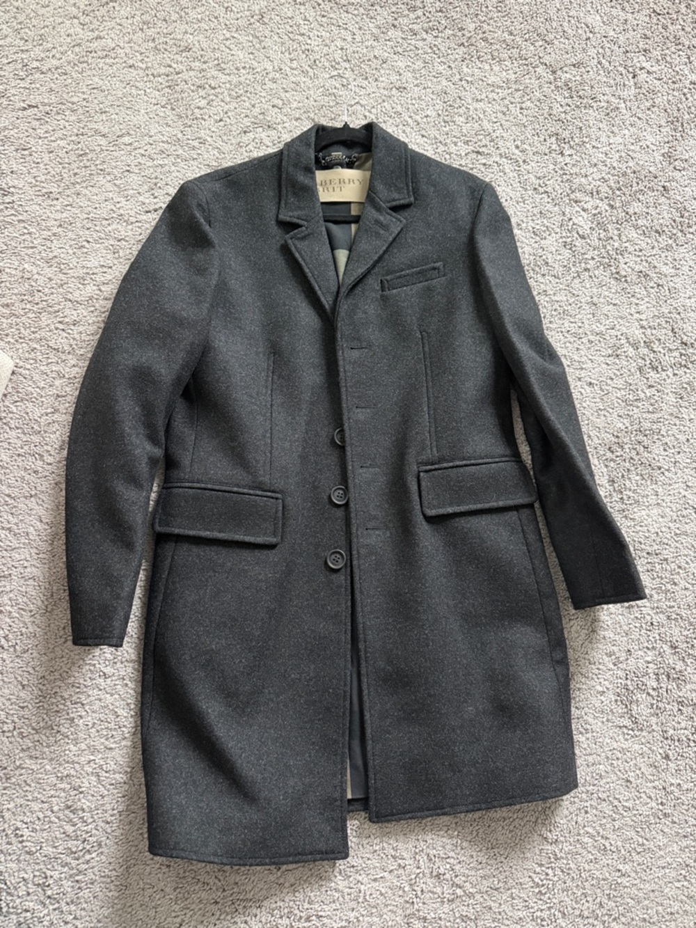 Burberry Men's Dark Gray Wool Pea Coat